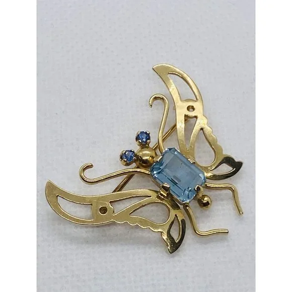 Tiffany & Co 14K 585 Yellow Gold Butterfly Brooch Vintage - Picture 6 of 14